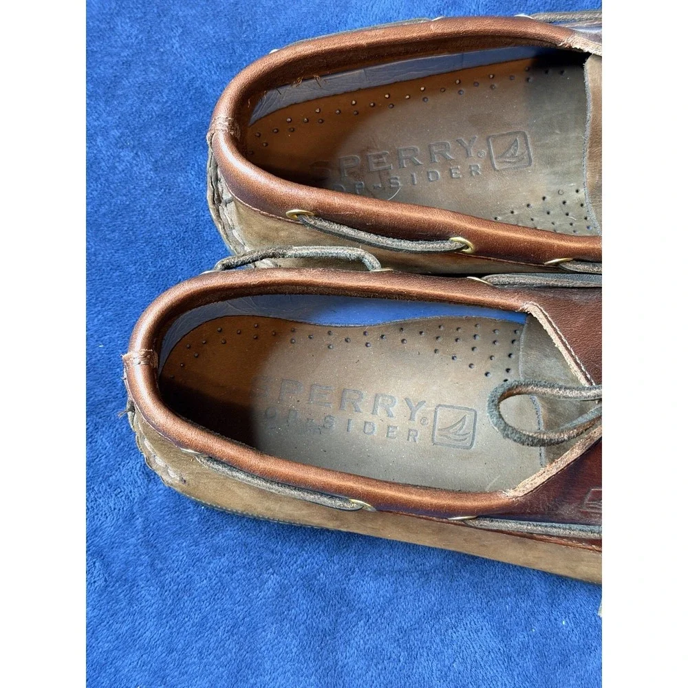 Mens Sperry Authentic Original 2-Eye Boat Shoes Brown Leather 13W Top Sider